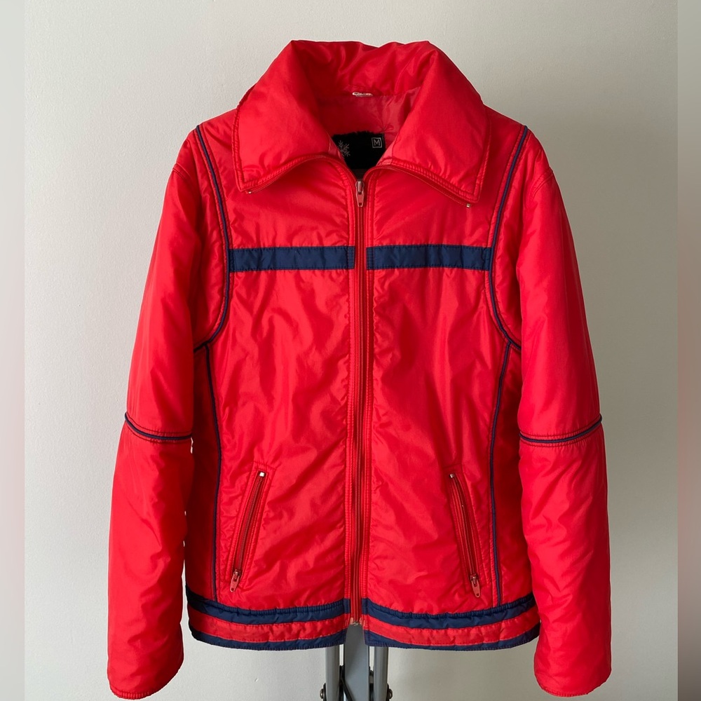 Vintage Sigallo Ski Jacket Retro Men’s Coat Red and Navy
